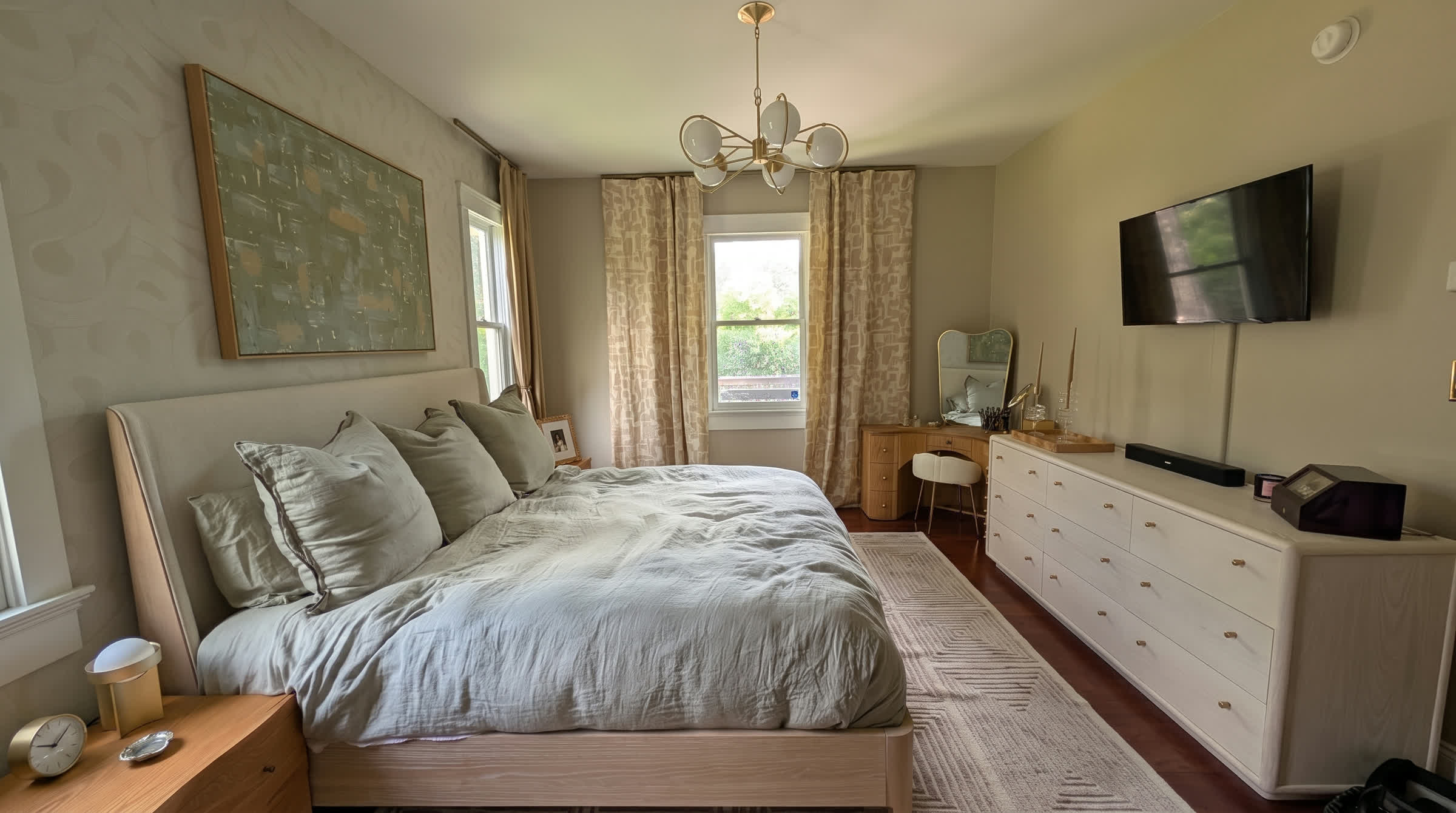 Luxury primary bedroom designed by Sixth Sense Studio in Tampa