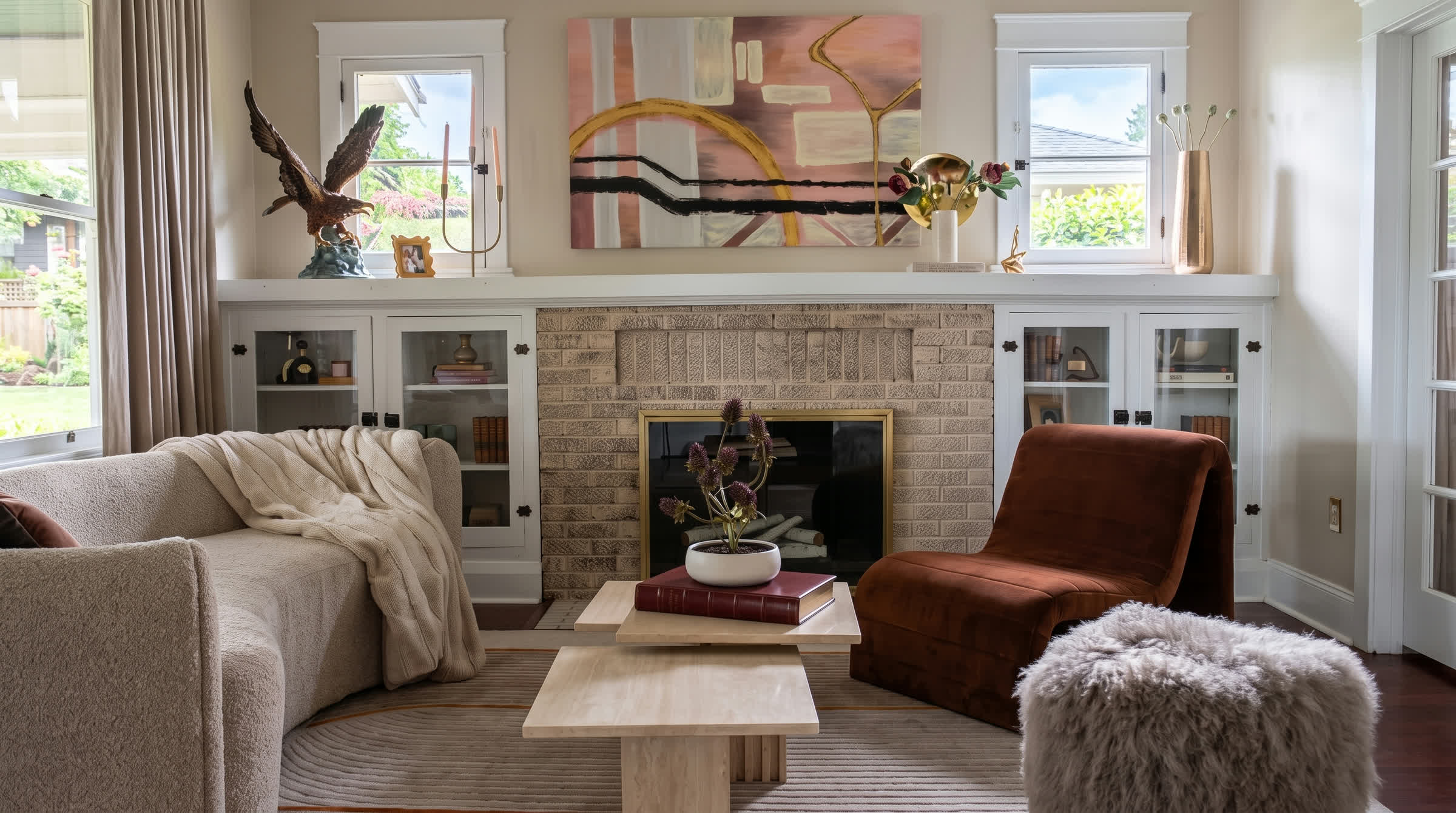 Collected luxury living room designed by Sixth Sense Studio in Tampa